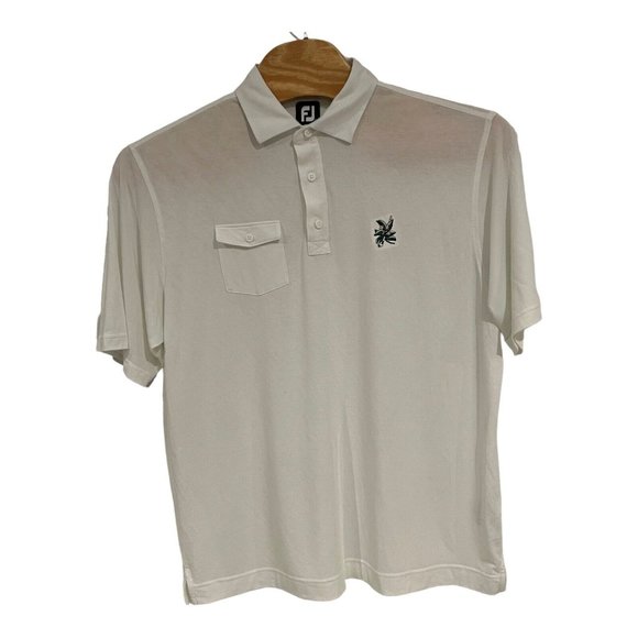 FootJoy FJ Mens sz Extra Large White Performance Golf Polo Shirt With Logo ECU‎ - Picture 1 of 9